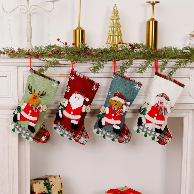 Christmas Stocking Reindeer Motif Durable Fabric Spacious