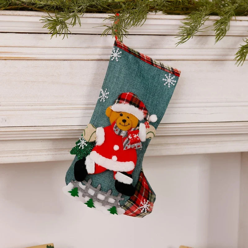 Christmas Stocking Reindeer Motif Durable Fabric Spacious