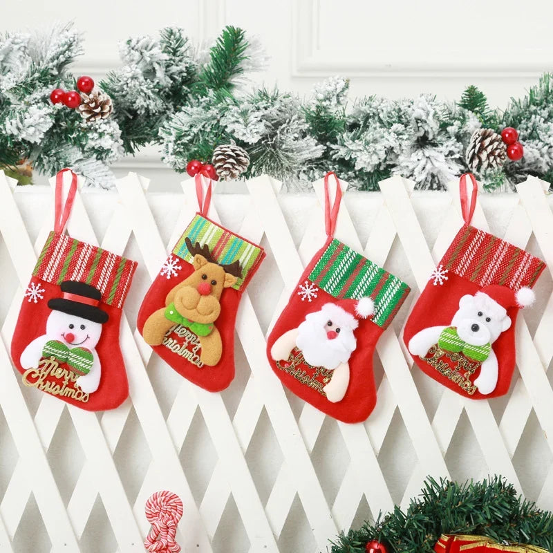 Christmas Stocking Santa Motif Soft Felt & Hanging Loop