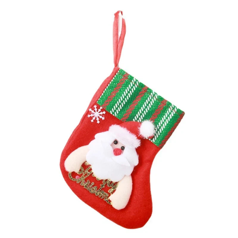 Christmas Stocking Santa Motif Soft Felt & Hanging Loop