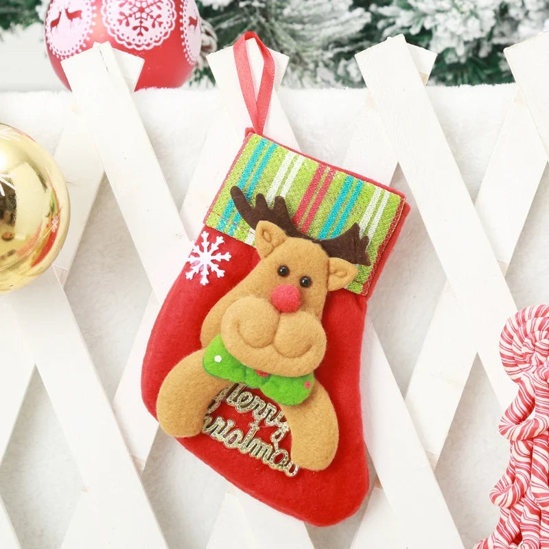 Christmas Stocking Santa Motif Soft Felt & Hanging Loop