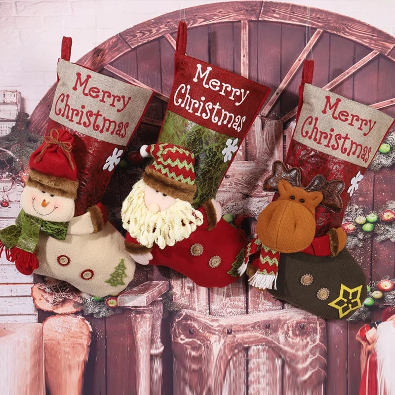 Christmas Stocking Snowman Motif Soft & Durable Fabric