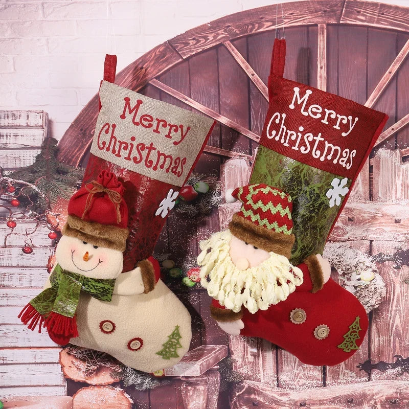 Christmas Stocking Snowman Motif Soft & Durable Fabric