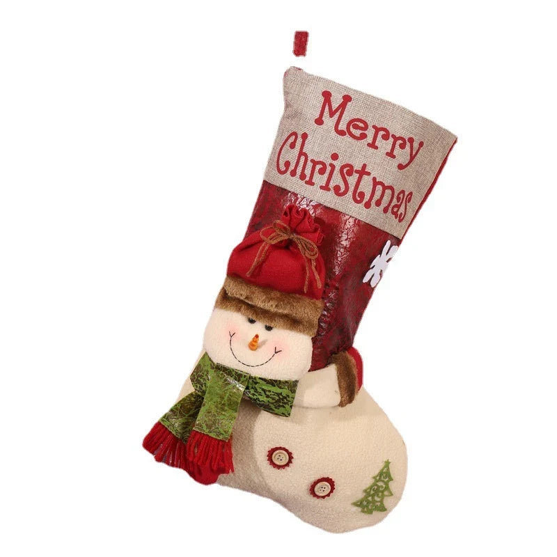 Christmas Stocking Snowman Motif Soft & Durable Fabric