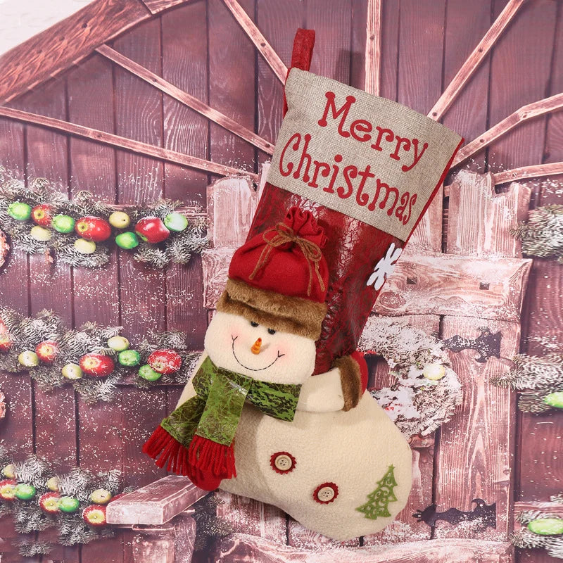 Christmas Stocking Snowman Motif Soft & Durable Fabric