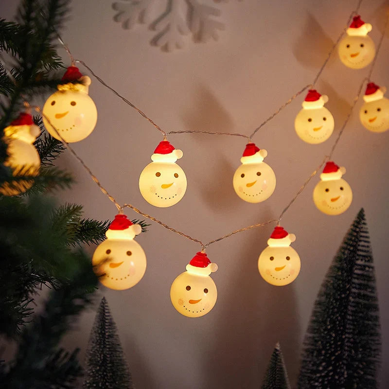 Christmas String Lights Energy-Saving LED Novelty Snowman & Santa