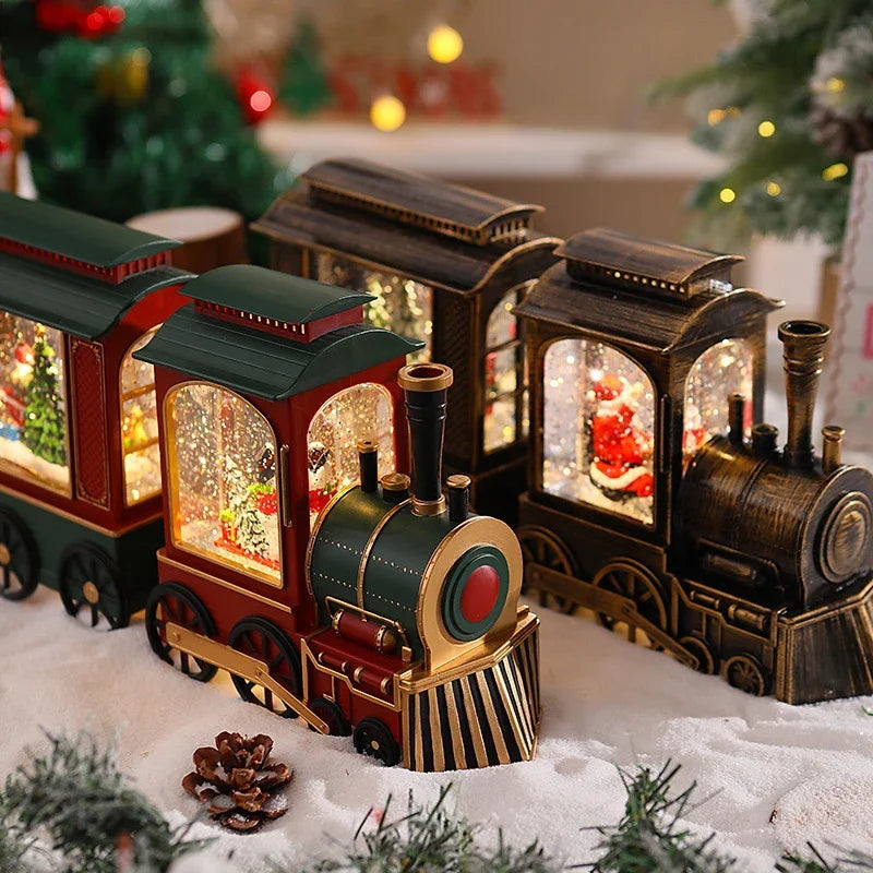 Christmas Train Lantern Moving Santa Figure & Warm Ambient Light