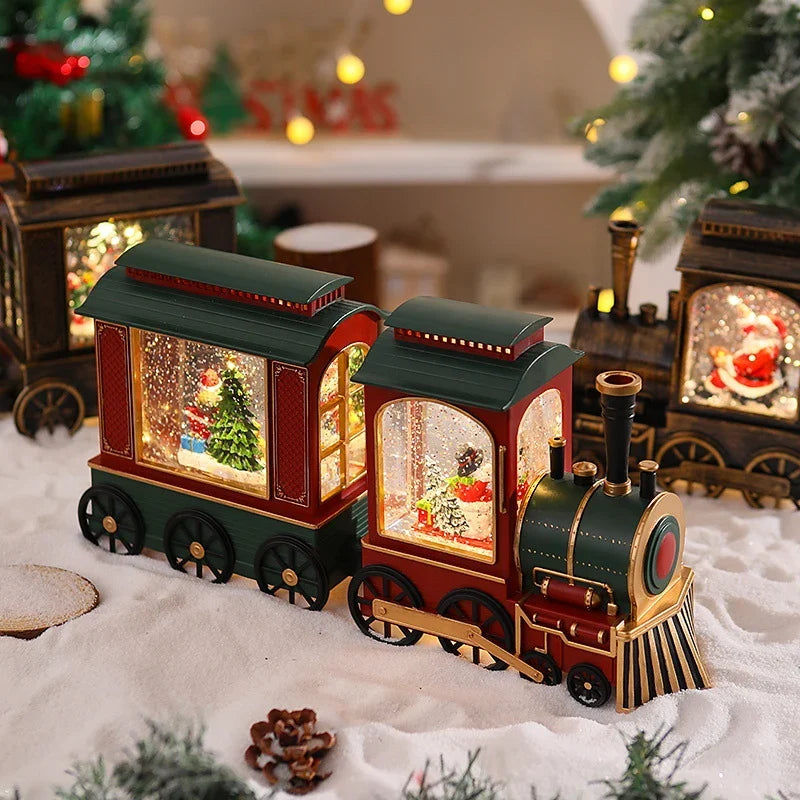 Christmas Train Lantern Moving Santa Figure & Warm Ambient Light