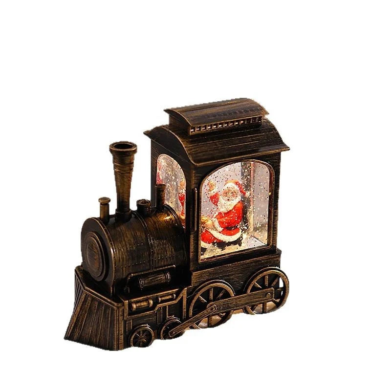 Christmas Train Lantern Moving Santa Figure & Warm Ambient Light