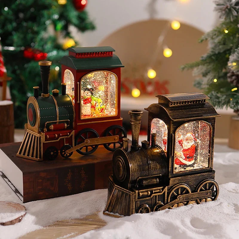 Christmas Train Lantern Moving Santa & Warm Light
