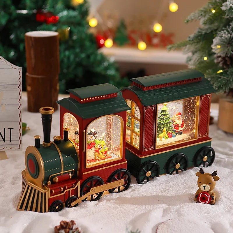 Christmas Train Lantern Moving Santa & Warm Light