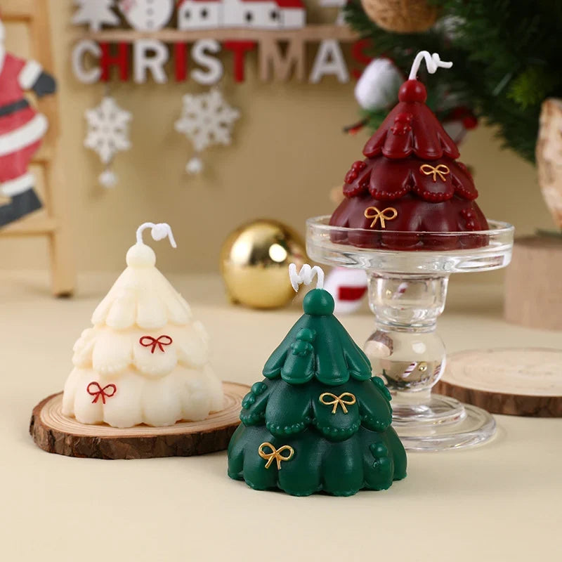 Christmas Tree Candle Hand-Poured Wax Sculpted Design Gift-Ready Box