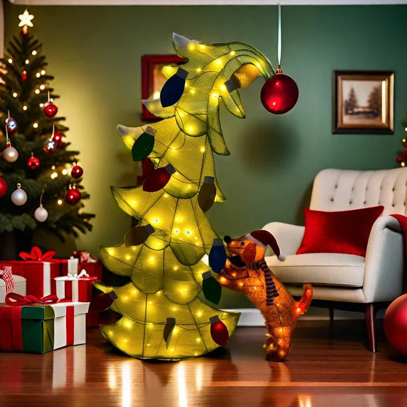 Christmas Tree Dog-Shaped Colorful LED Weather-Resistant