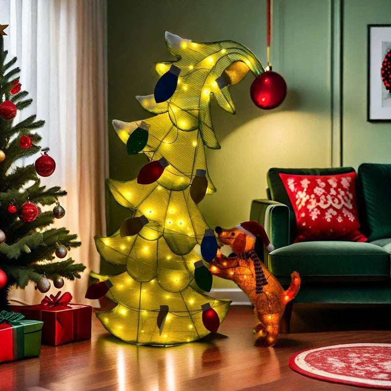 Christmas Tree Dog-Shaped Colorful LED Weather-Resistant