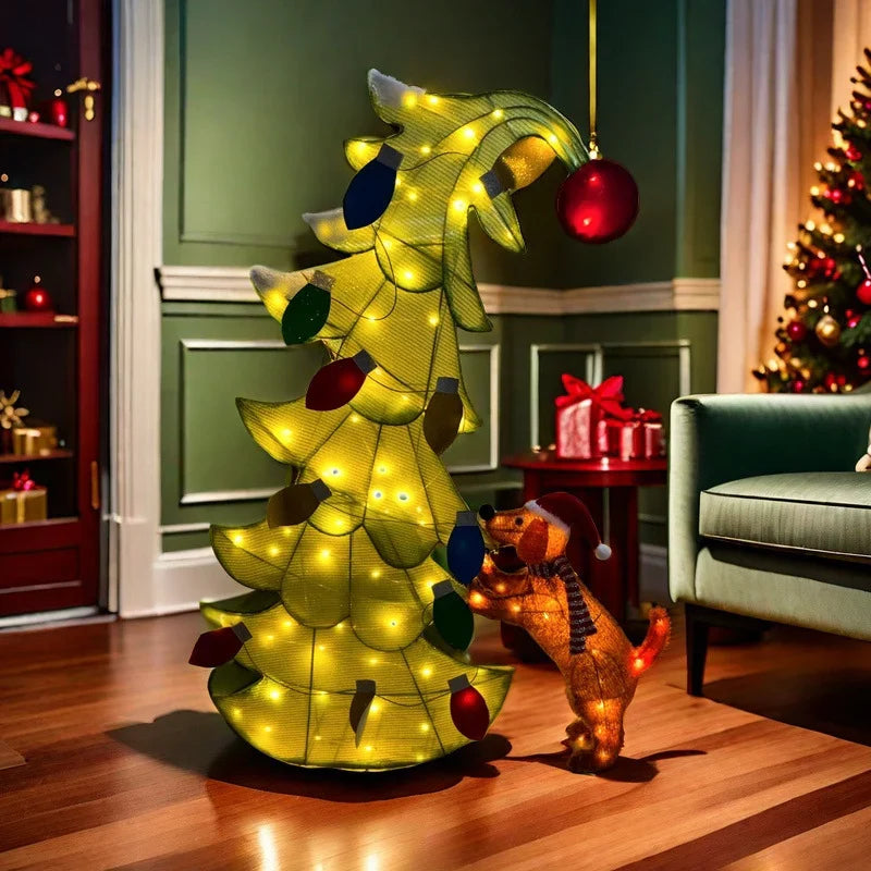Christmas Tree Dog-Shaped Colorful LED Weather-Resistant