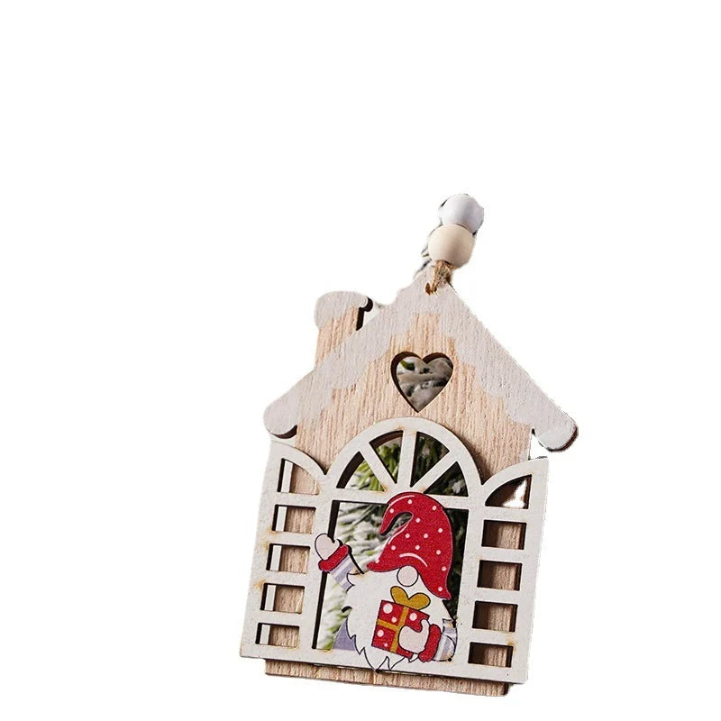 Christmas Tree Ornament Handcrafted Wood Santa Lightweight Easy Hang
