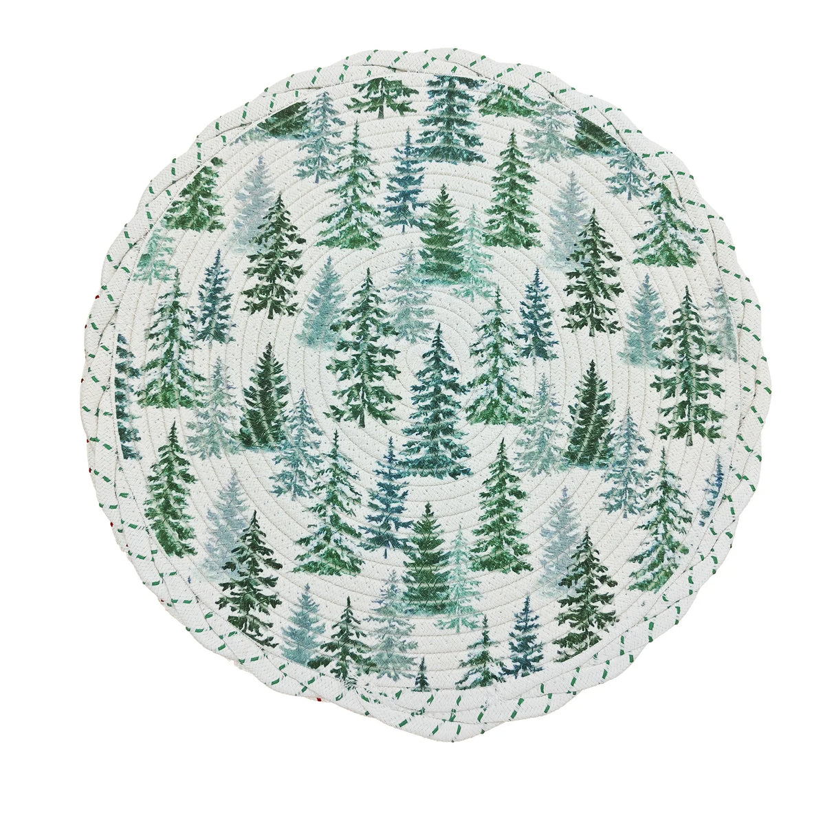 Christmas Tree Skirt Braided Cotton Quilted Hides Cords