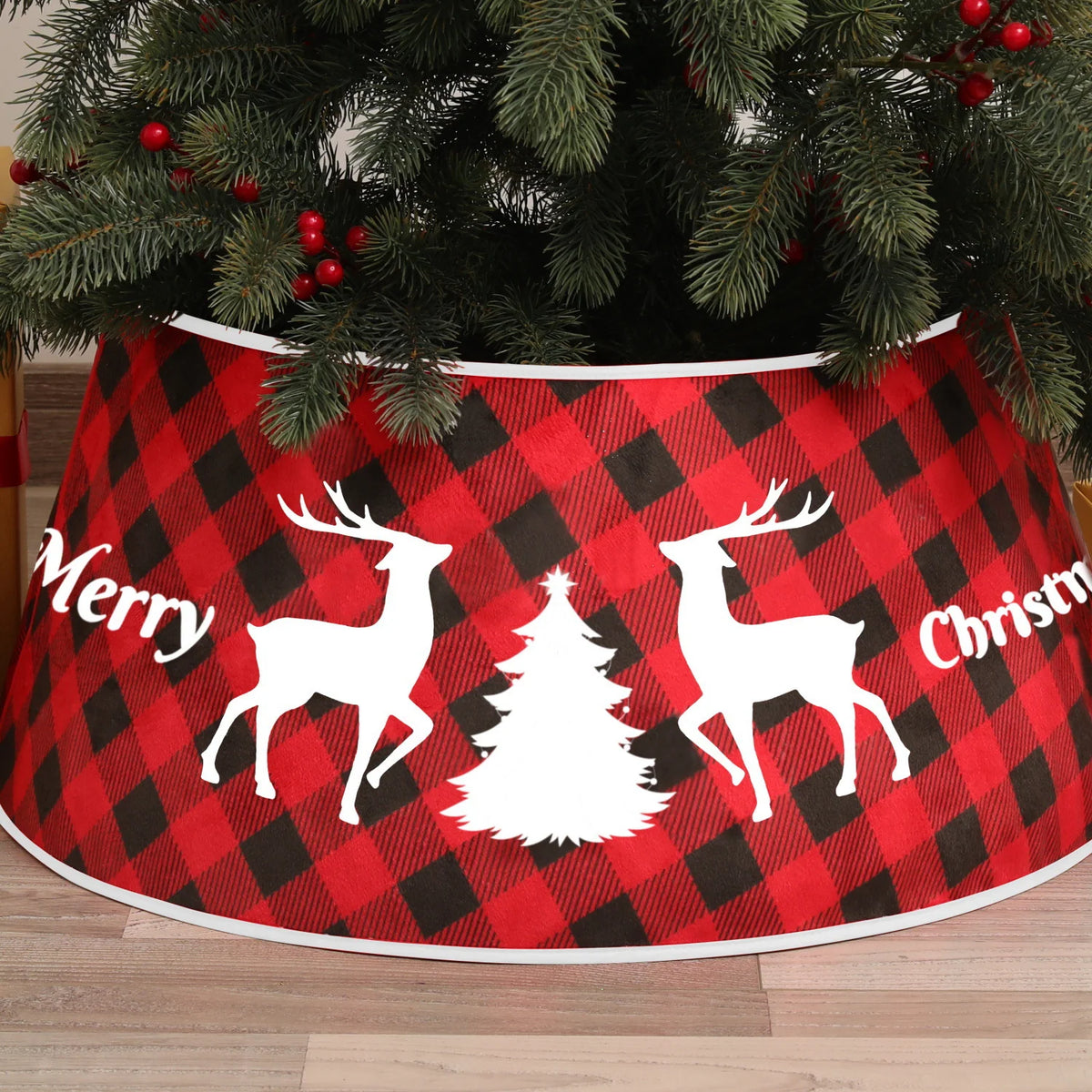 Christmas Tree Skirt Sequin Design Spot Clean Care