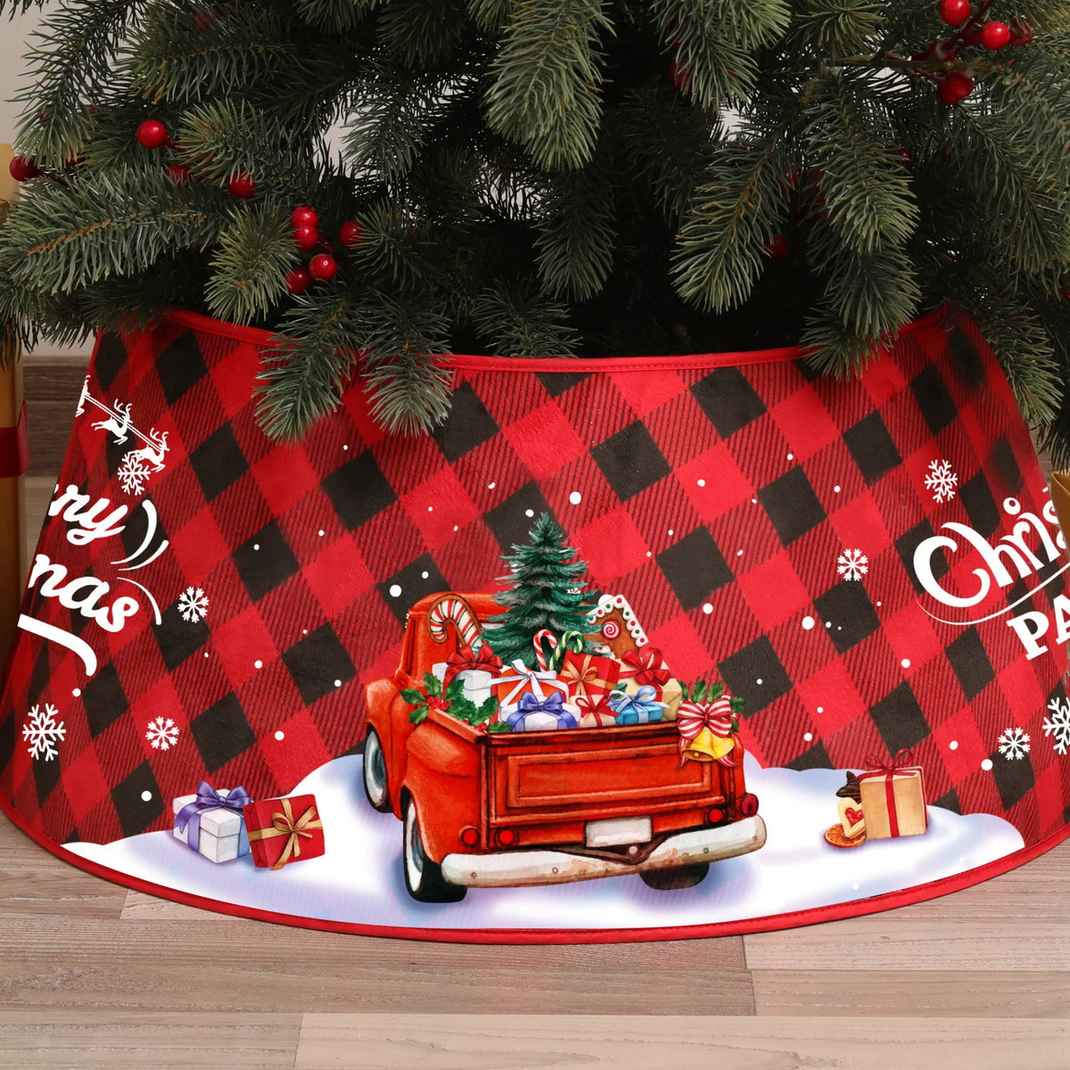 Christmas Tree Skirt Sequin Design Spot Clean Care