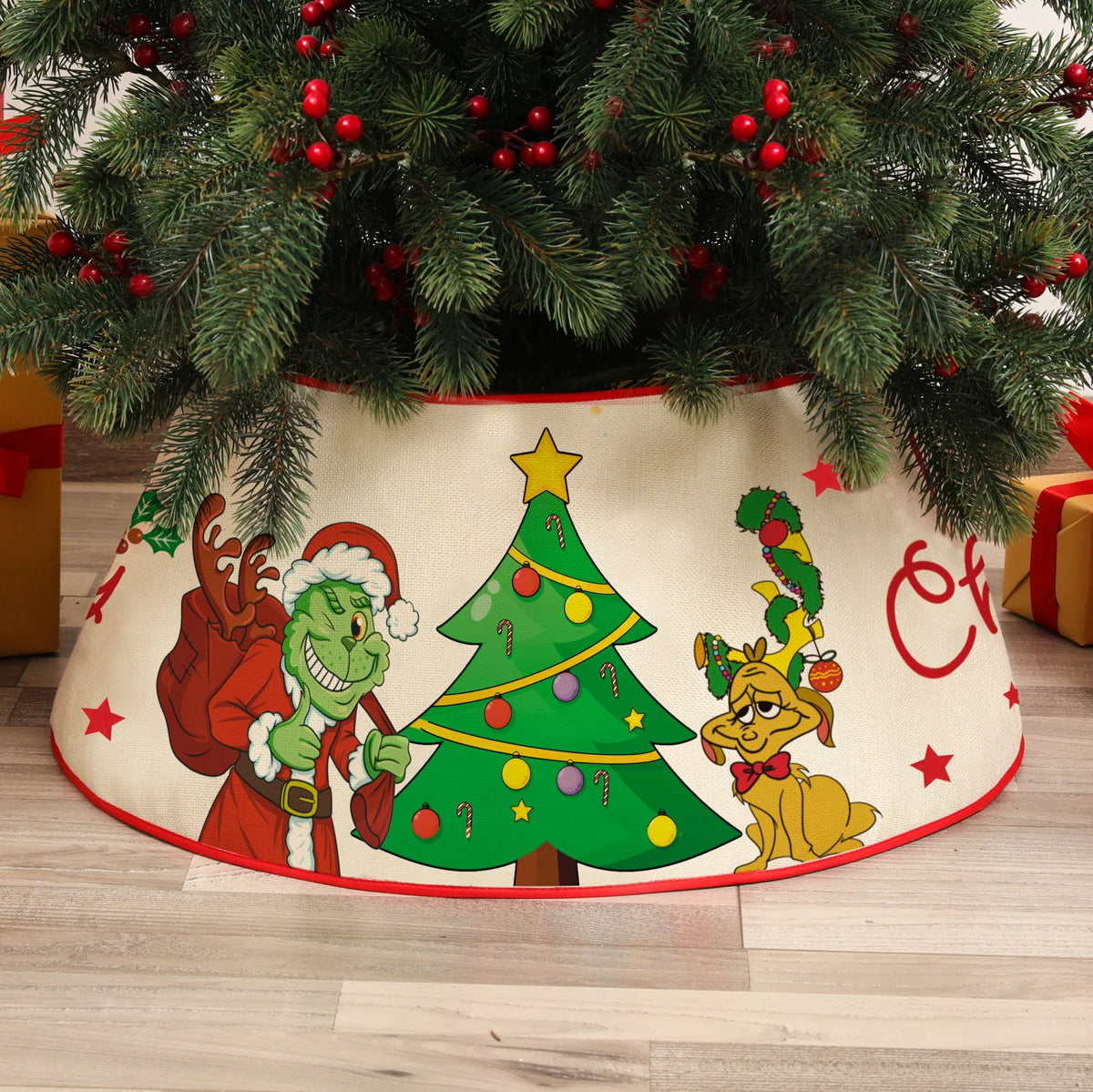 Christmas Tree Skirt Sequin Design Spot Clean Care