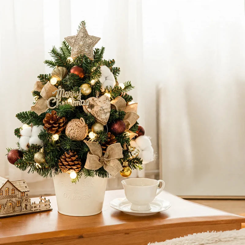Christmas Tree Tabletop With String Lights Included