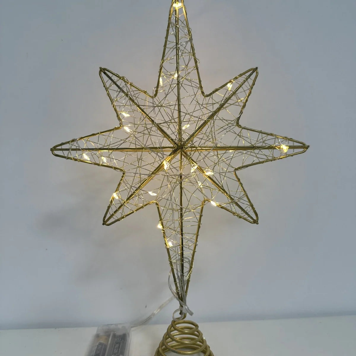 Christmas Tree Topper Iron Star 20 Warm LED Lights