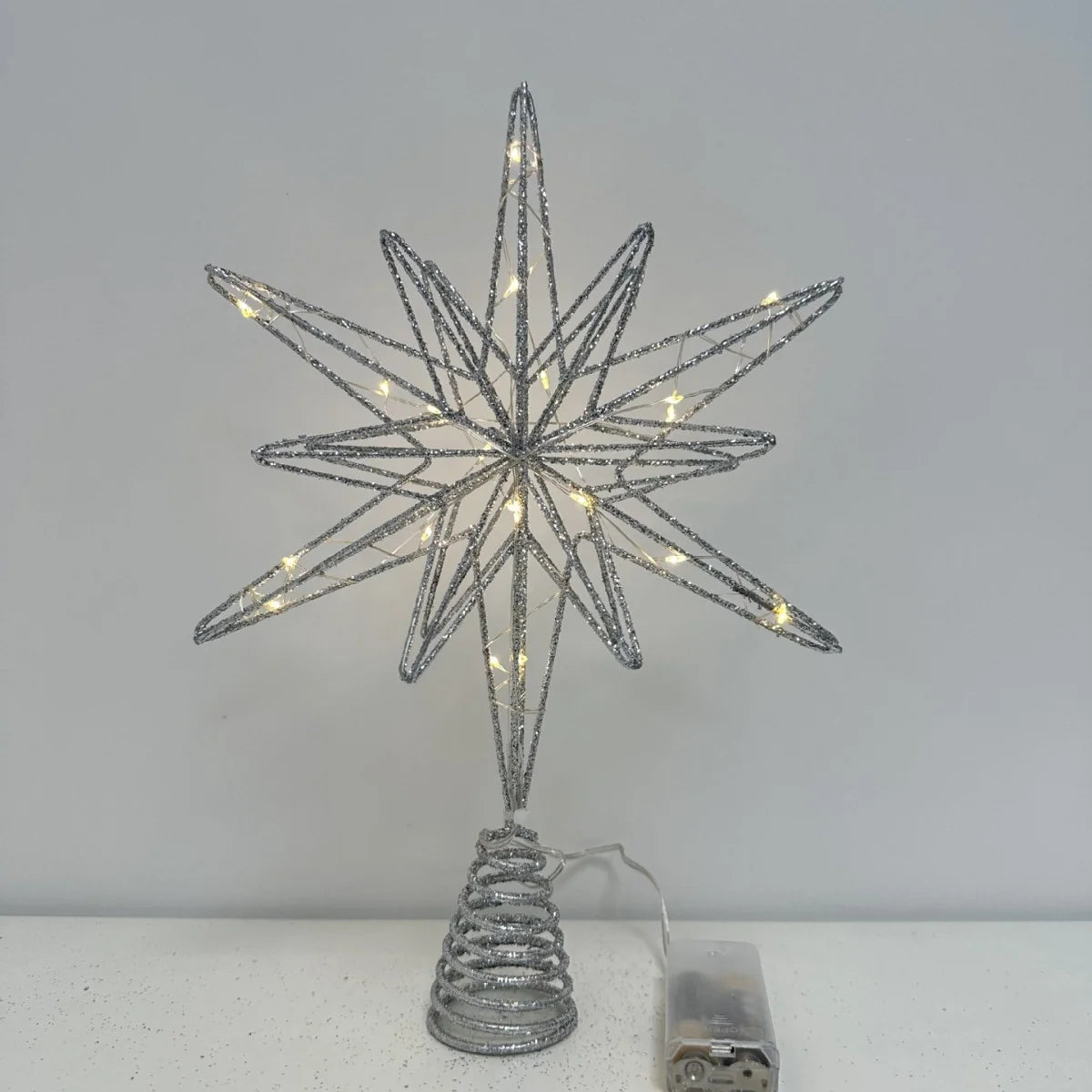Christmas Tree Topper Iron Star 20 Warm LED Lights