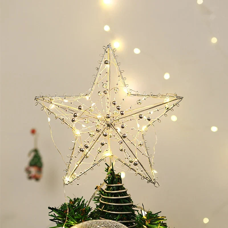 Christmas Tree Topper Sparkling Star Durable Spiral Base