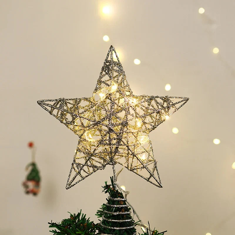 Christmas Tree Topper Sparkling Star Durable Spiral Base