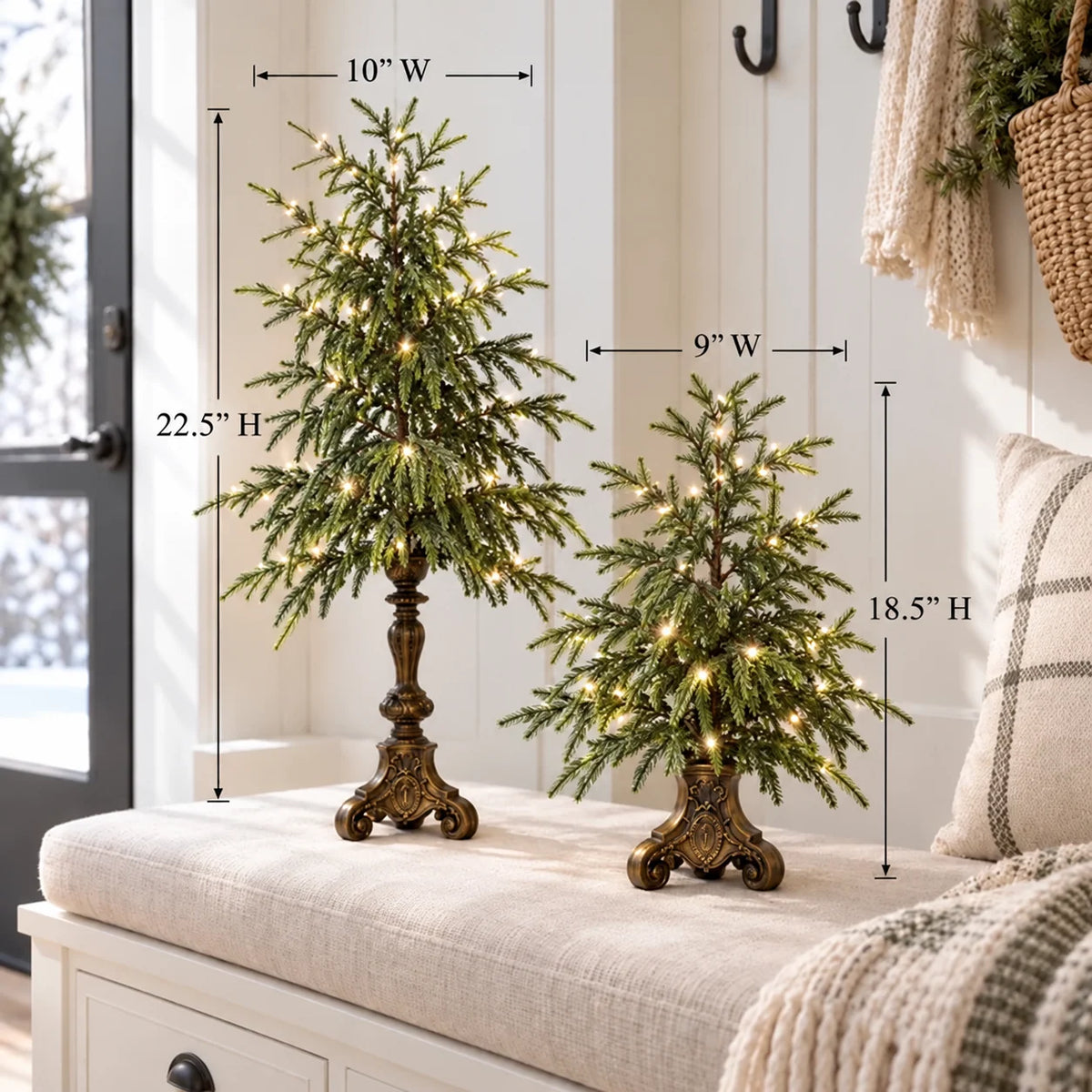 Christmas Tree Warm White LED Lights Vintage Pedestal Base