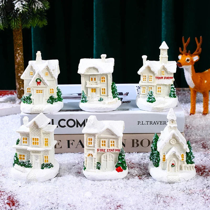 Christmas Village Ceramic With Glitter Finish Integrated LED