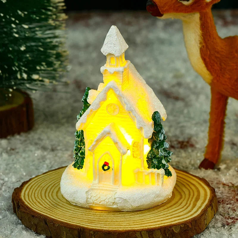 Christmas Village Ceramic With Glitter Finish Integrated LED