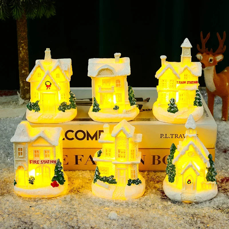 Christmas Village Ceramic With Glitter Finish Integrated LED