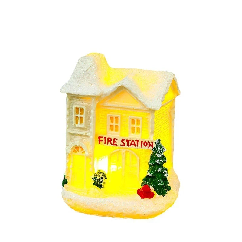 Christmas Village Ceramic With Glitter Finish Integrated LED