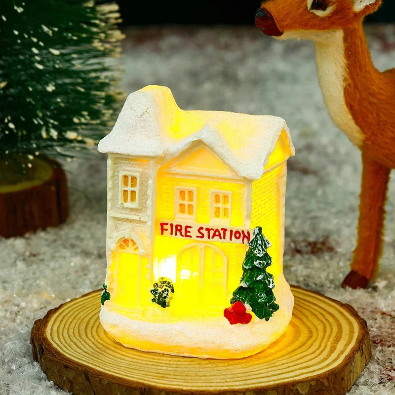 Christmas Village Ceramic With Glitter Finish Integrated LED