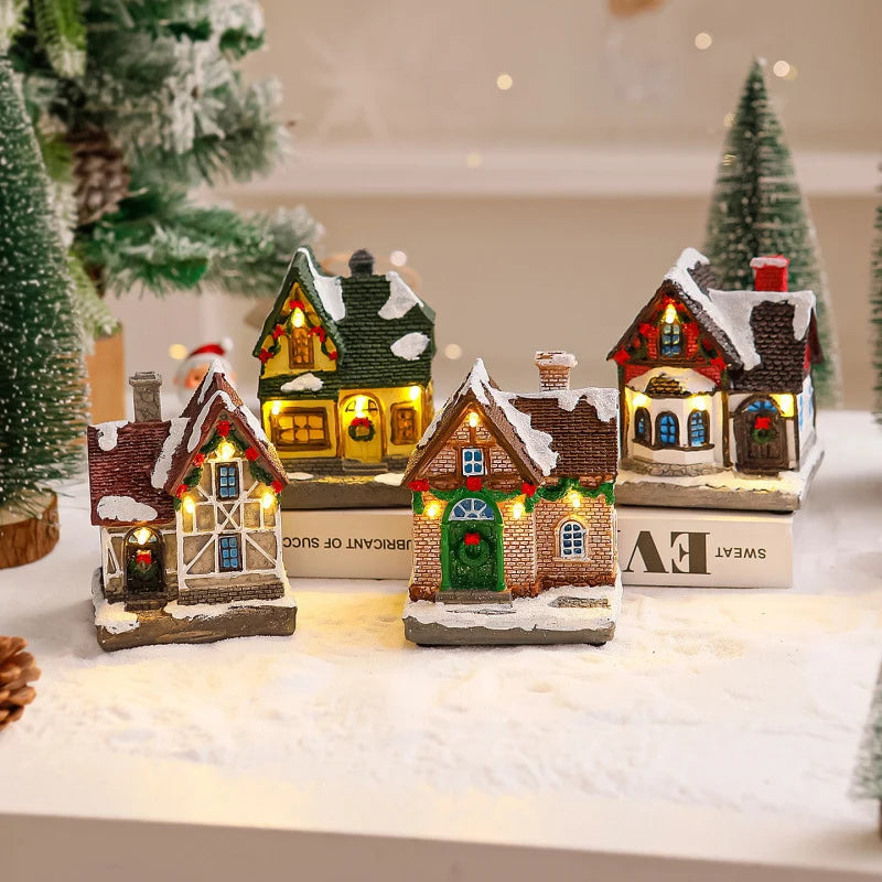 Christmas Village Decoration Built-In Lights Festive Display