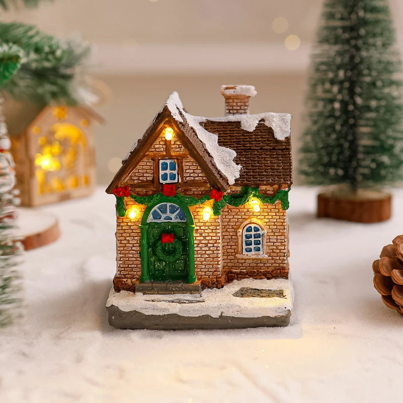 Christmas Village Decoration Built-In Lights Festive Display