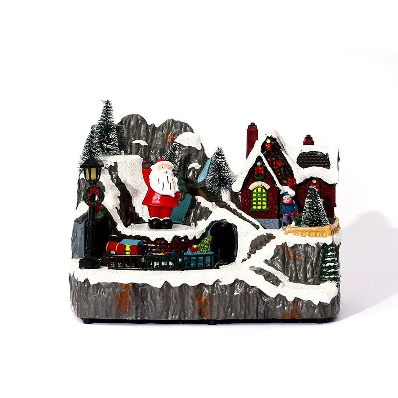 Christmas Village Diorama Embedded LED Lights Handcrafted Design