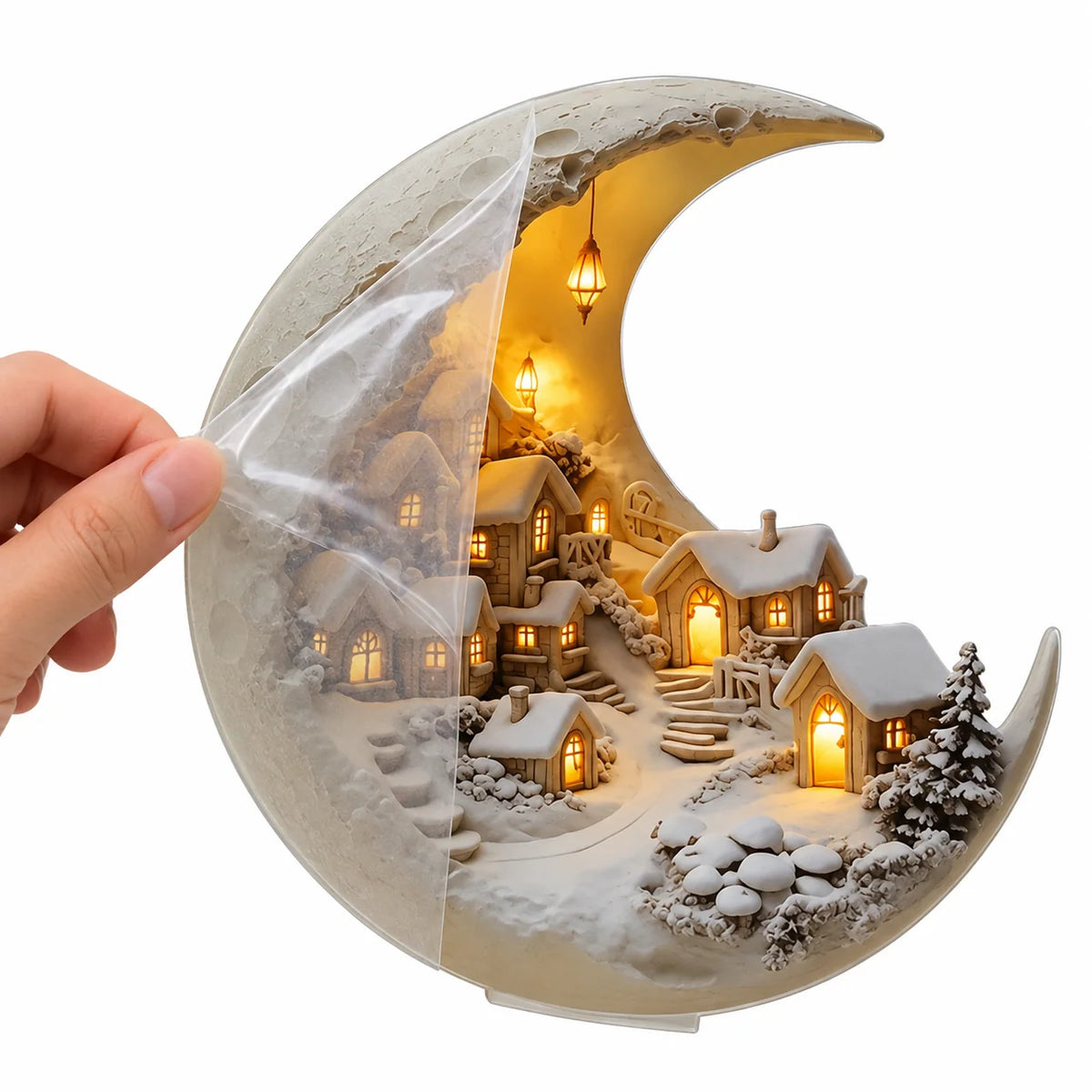 Christmas Village Display Crescent Moon Acrylic Panel