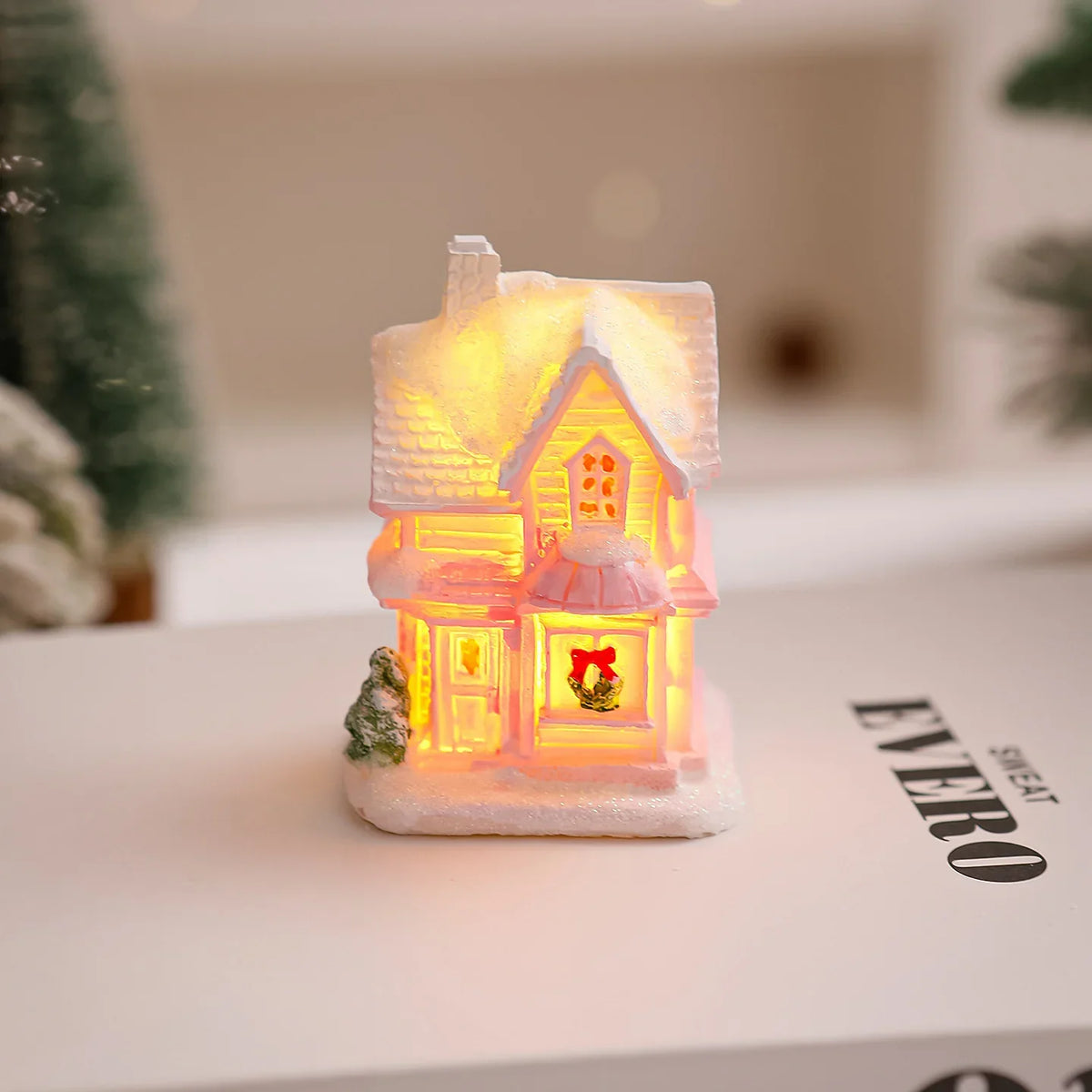 Christmas Village House Tabletop Integrated LED Frosty Finish
