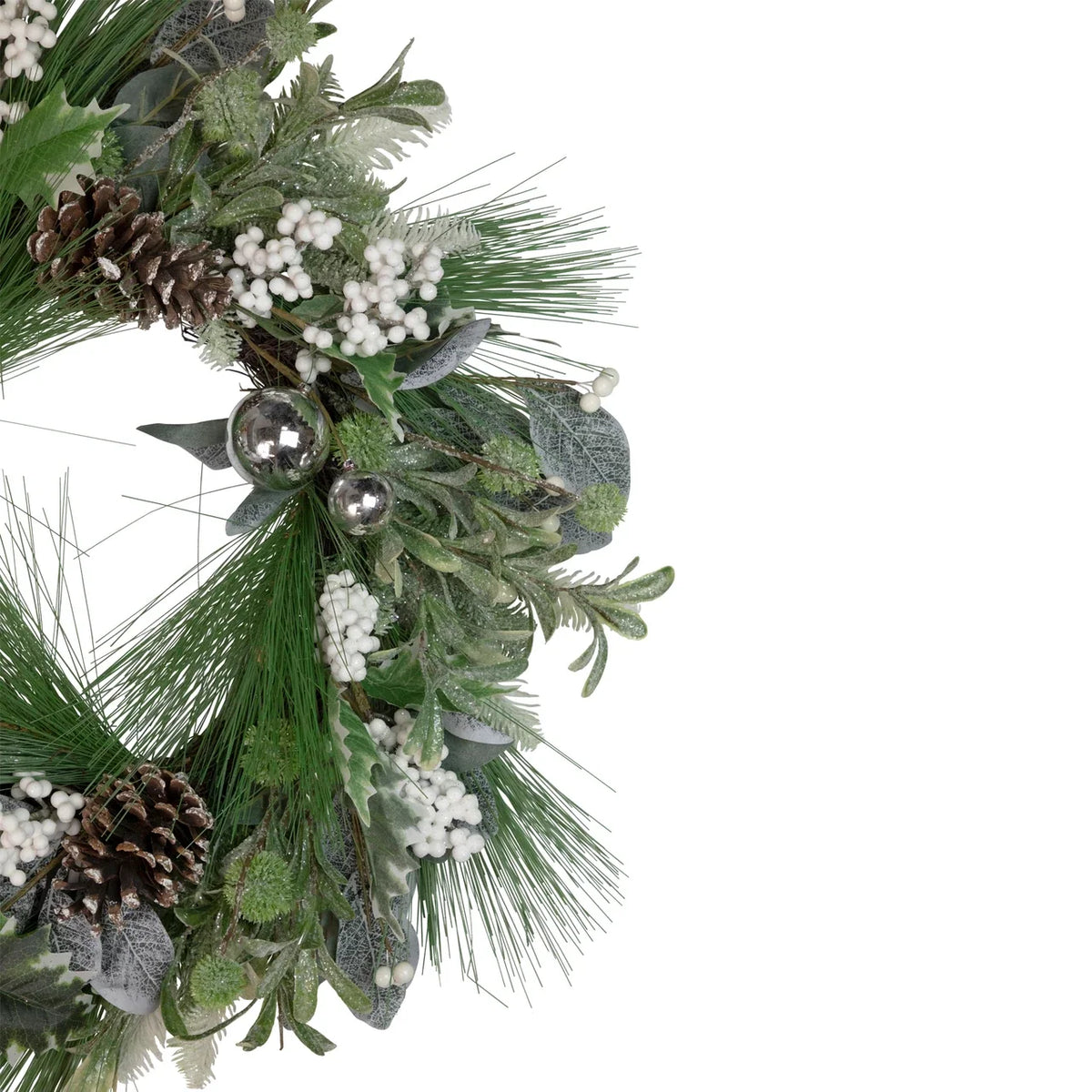 Christmas Wreath 24 Inch Frosted Pinecones & White Berries