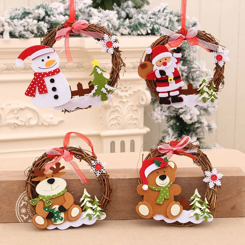 Christmas Wreath Felt Snowman Natural Twig Indoor & Outdoor