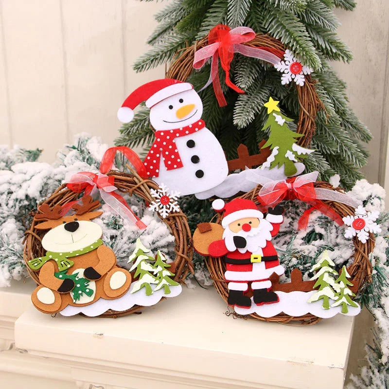 Christmas Wreath Felt Snowman Natural Twig Indoor & Outdoor