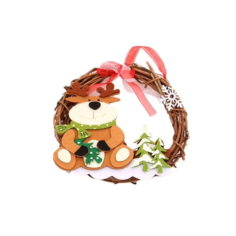 Christmas Wreath Felt Snowman Natural Twig Indoor & Outdoor
