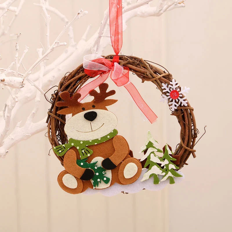 Christmas Wreath Felt Snowman Natural Twig Indoor & Outdoor