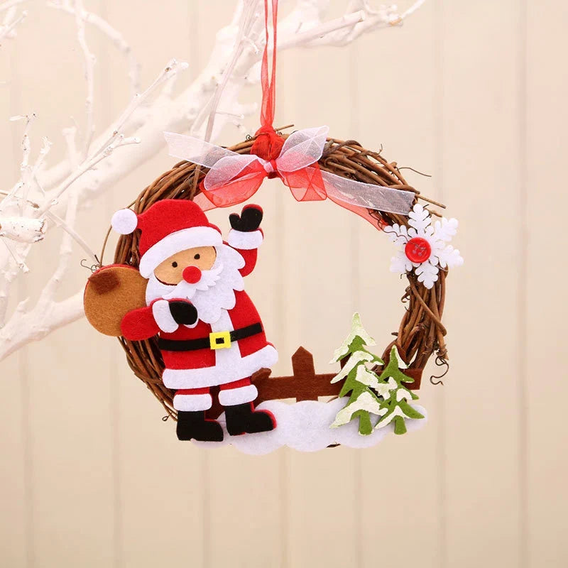 Christmas Wreath Felt Snowman Natural Twig Indoor & Outdoor