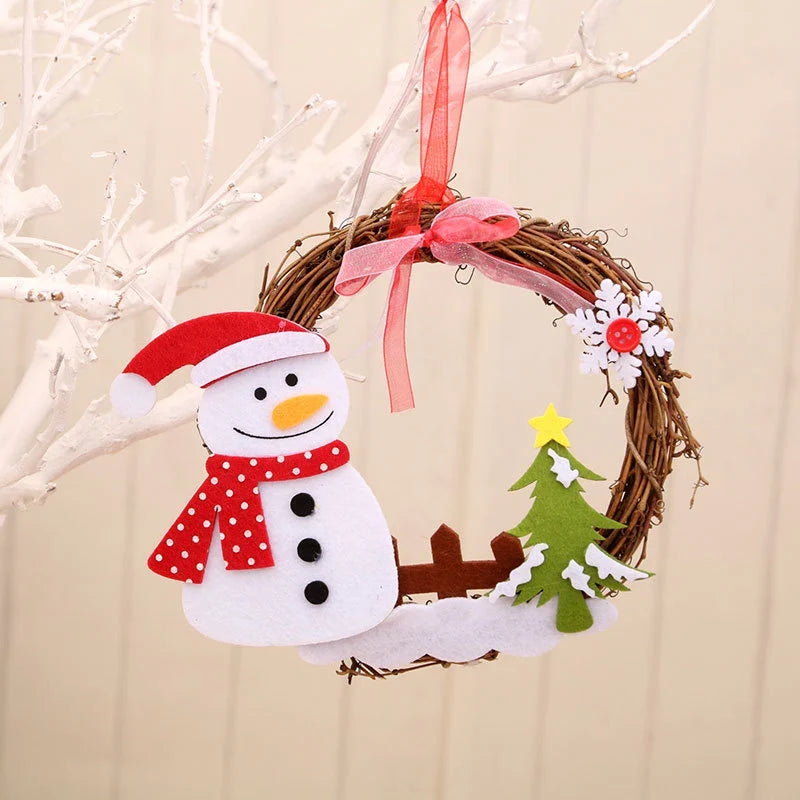 Christmas Wreath Felt Snowman Natural Twig Indoor & Outdoor
