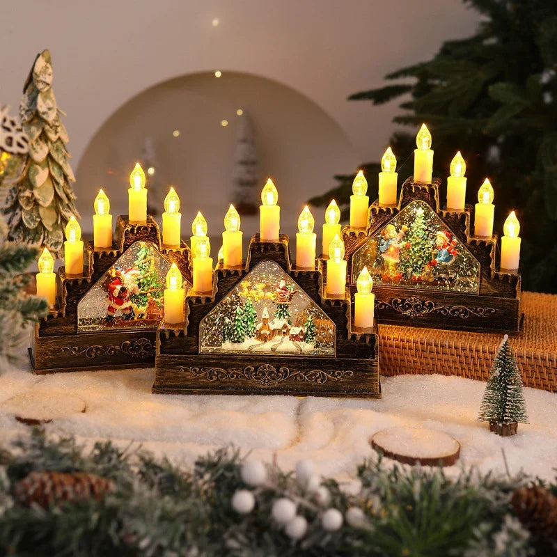 Christmas Wreath LED Lights & Glitter Figurines