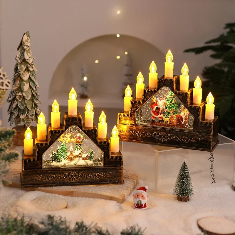 Christmas Wreath LED Lights & Glitter Figurines