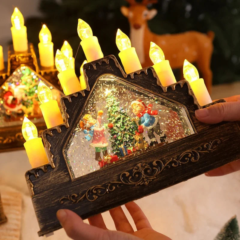 Christmas Wreath LED Lights & Glitter Figurines